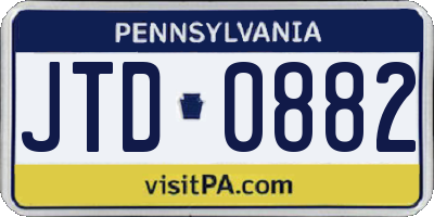 PA license plate JTD0882