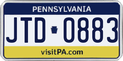 PA license plate JTD0883