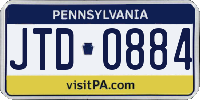 PA license plate JTD0884