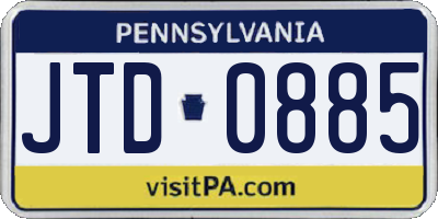 PA license plate JTD0885