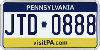 PA license plate JTD0888