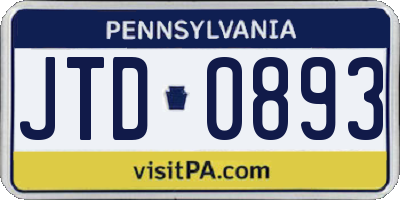 PA license plate JTD0893