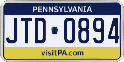 PA license plate JTD0894