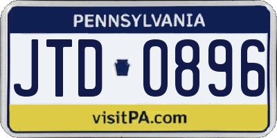 PA license plate JTD0896
