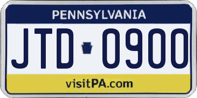 PA license plate JTD0900