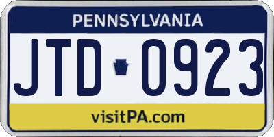 PA license plate JTD0923