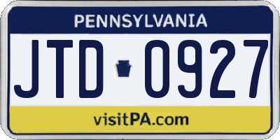 PA license plate JTD0927