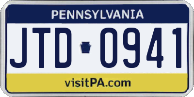 PA license plate JTD0941
