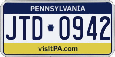 PA license plate JTD0942