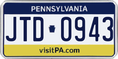 PA license plate JTD0943