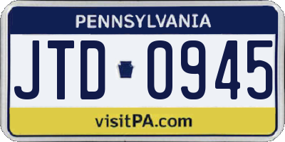 PA license plate JTD0945