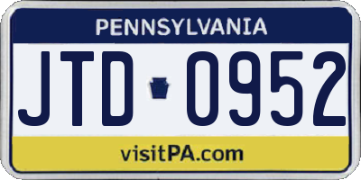 PA license plate JTD0952