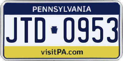 PA license plate JTD0953