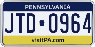 PA license plate JTD0964