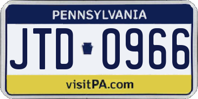 PA license plate JTD0966