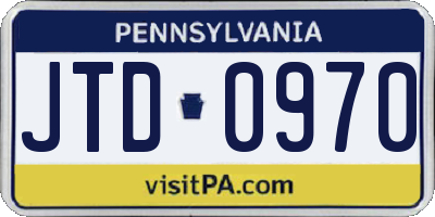 PA license plate JTD0970
