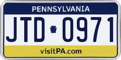 PA license plate JTD0971
