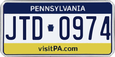 PA license plate JTD0974