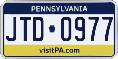 PA license plate JTD0977