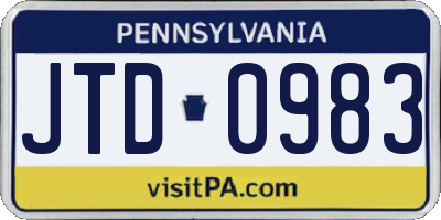 PA license plate JTD0983