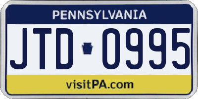 PA license plate JTD0995