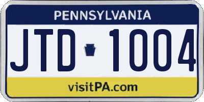 PA license plate JTD1004