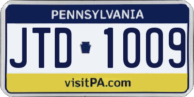 PA license plate JTD1009