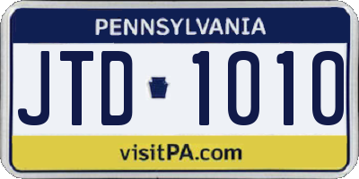 PA license plate JTD1010