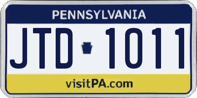 PA license plate JTD1011