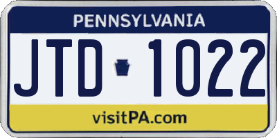 PA license plate JTD1022