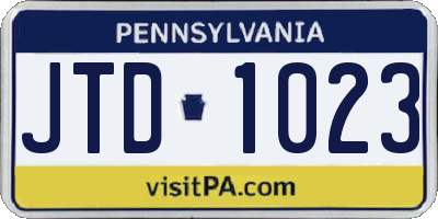 PA license plate JTD1023