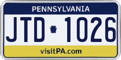 PA license plate JTD1026