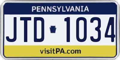 PA license plate JTD1034