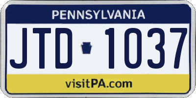 PA license plate JTD1037