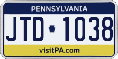 PA license plate JTD1038