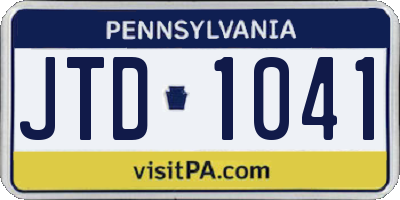 PA license plate JTD1041