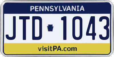 PA license plate JTD1043