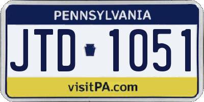 PA license plate JTD1051