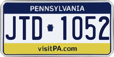 PA license plate JTD1052