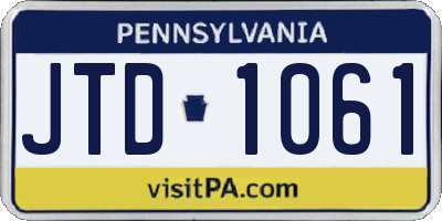 PA license plate JTD1061