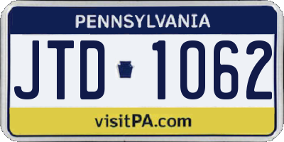PA license plate JTD1062