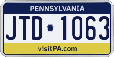 PA license plate JTD1063