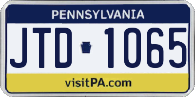 PA license plate JTD1065