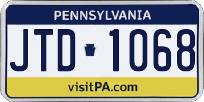 PA license plate JTD1068