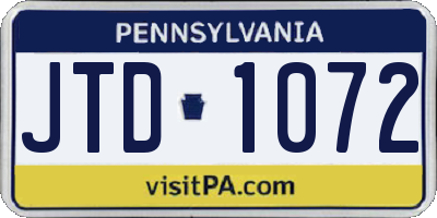 PA license plate JTD1072