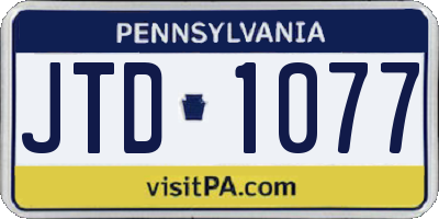 PA license plate JTD1077