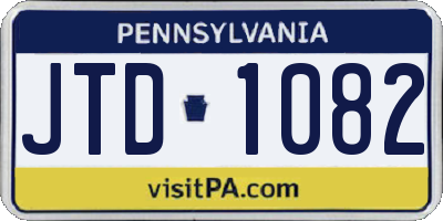 PA license plate JTD1082
