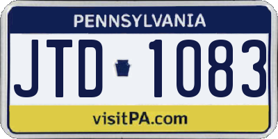 PA license plate JTD1083