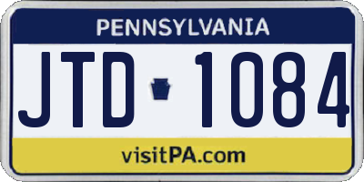PA license plate JTD1084