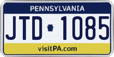 PA license plate JTD1085